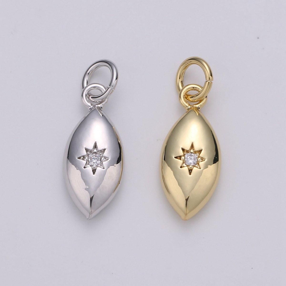North Star Oval Shape Gold plated Charm for Necklace Earring Bracelet - D-423-D-424