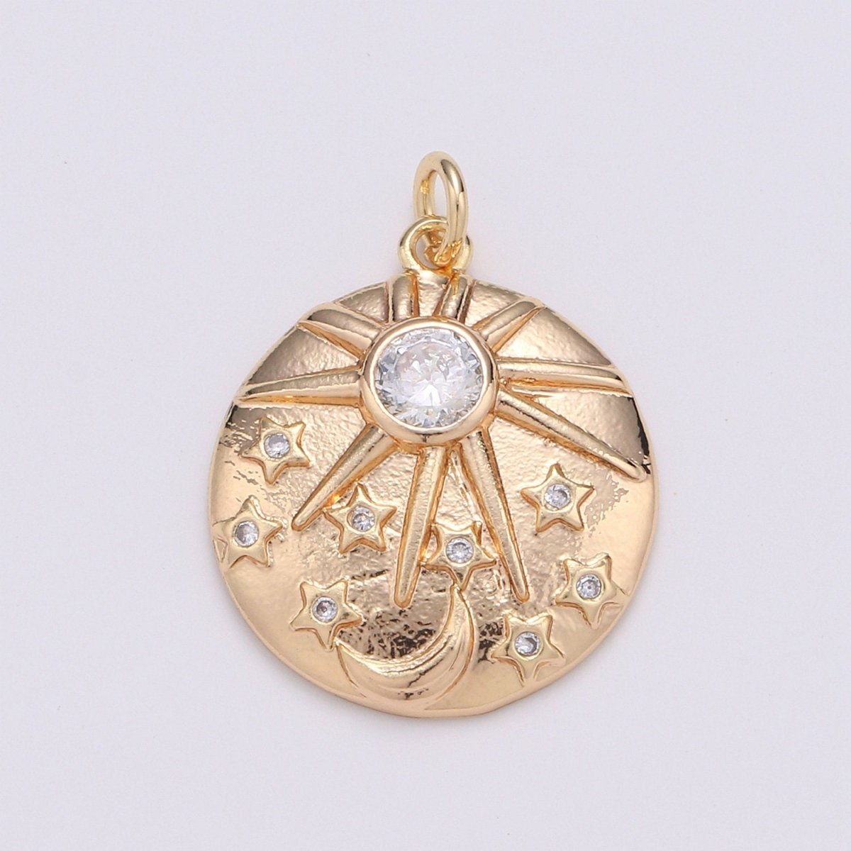 NorthStar in the Galaxy 18K Gold plated Charm, Asteroid Charm, Planetoid Pendant, Star Coin Charm, Sirius Charm, Cubic Star Charm D-228 - DLUXCA