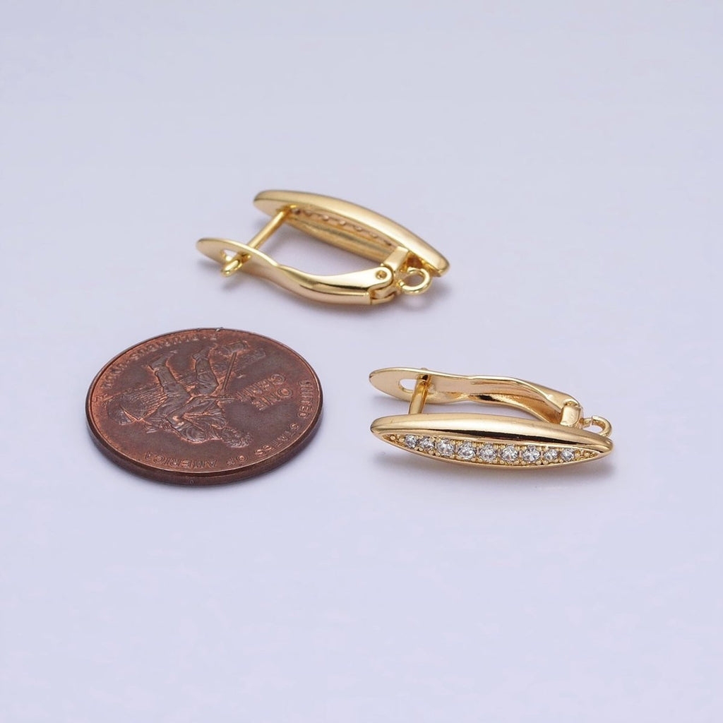 Oblong Micro Paved Clear CZ Lined Open Loop Earrings Supply in Gold & Silver | Z-284 Z-285 - DLUXCA