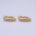 Oblong Micro Paved Clear CZ Lined Open Loop Earrings Supply in Gold & Silver | Z-284 Z-285 - DLUXCA