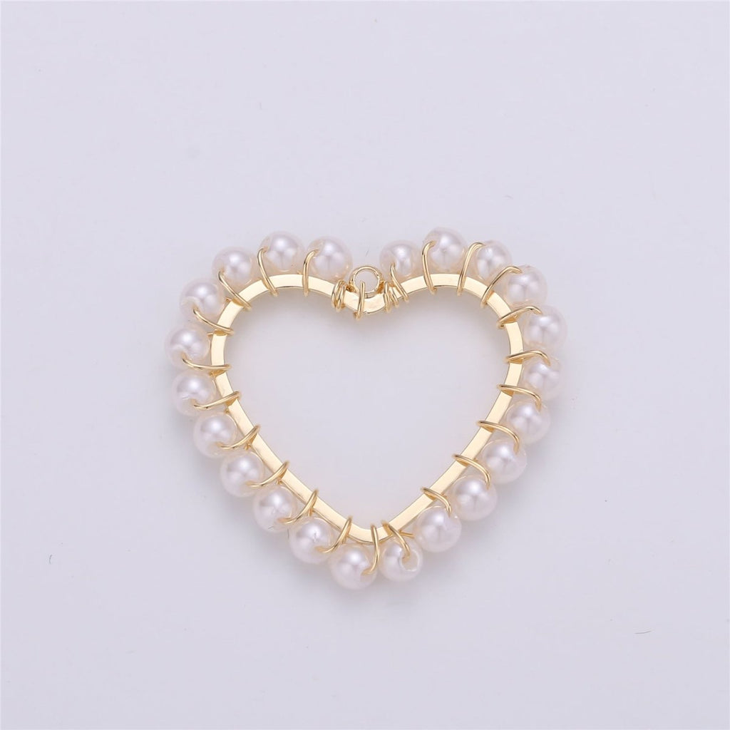 On Sale! CLEARANCE! 1pc Heart Shell Powder Pearl Charm Pendant with 18k Light Gold Plated Edge for Necklace Anklet Bracelet Earring Charm Supplies 27mmx27mm E-516 - DLUXCA