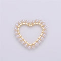 On Sale! CLEARANCE! 1pc Heart Shell Powder Pearl Charm Pendant with 18k Light Gold Plated Edge for Necklace Anklet Bracelet Earring Charm Supplies 27mmx27mm E-516 - DLUXCA