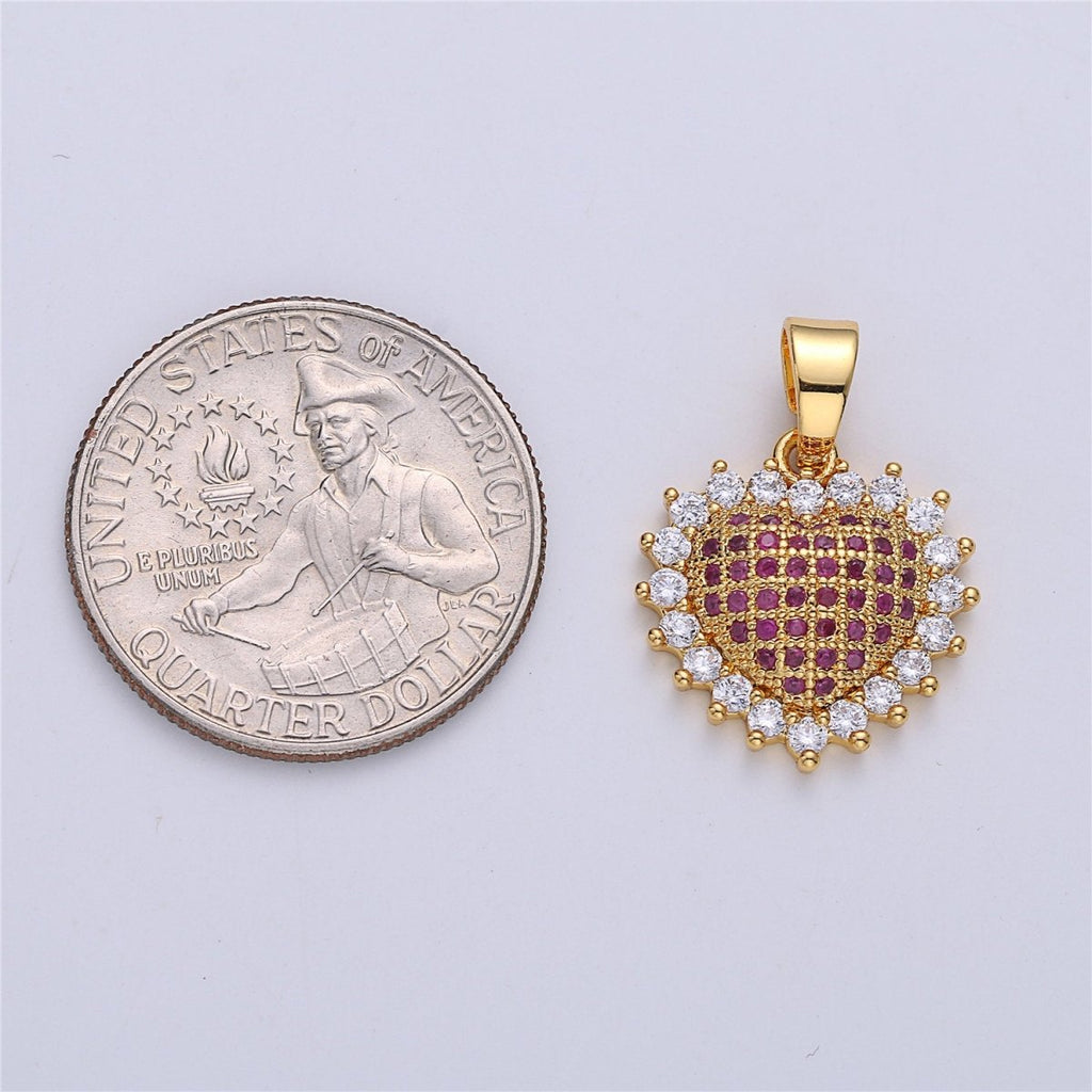 On Sale! CLEARANCE! Gold plated Micro Pave Heart Love Pendants, Dainty Cubic Zirconia Necklace PENDANT Findings For Jewelry Making I-139 - DLUXCA