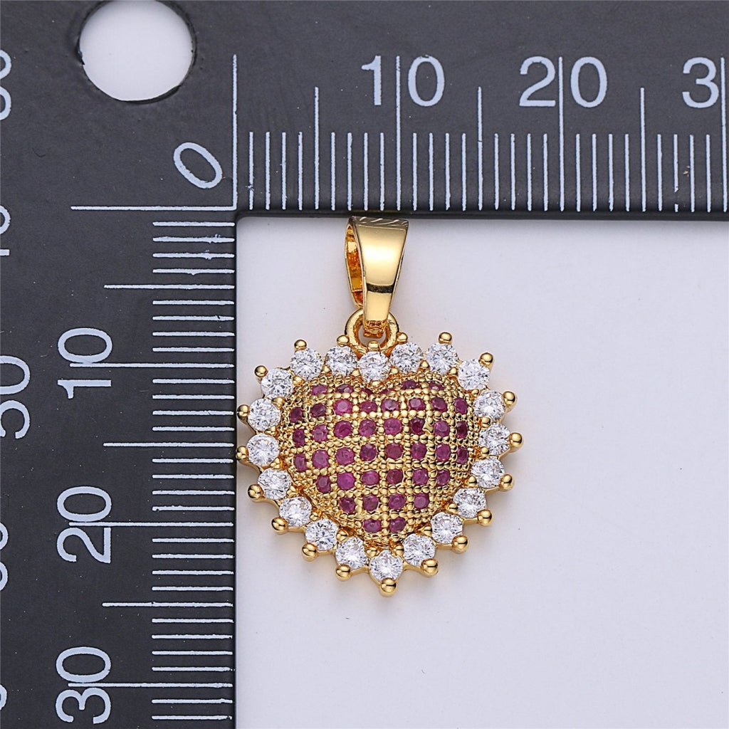 On Sale! CLEARANCE! Gold plated Micro Pave Heart Love Pendants, Dainty Cubic Zirconia Necklace PENDANT Findings For Jewelry Making I-139 - DLUXCA
