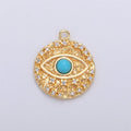 Opal Evil Eye Charm / Turquoise Evil Eye charm in Gold plated for Necklace Bracelet Earring Charm for Jewelry Making Supply C-645,C-646 (OPAL) - DLUXCA