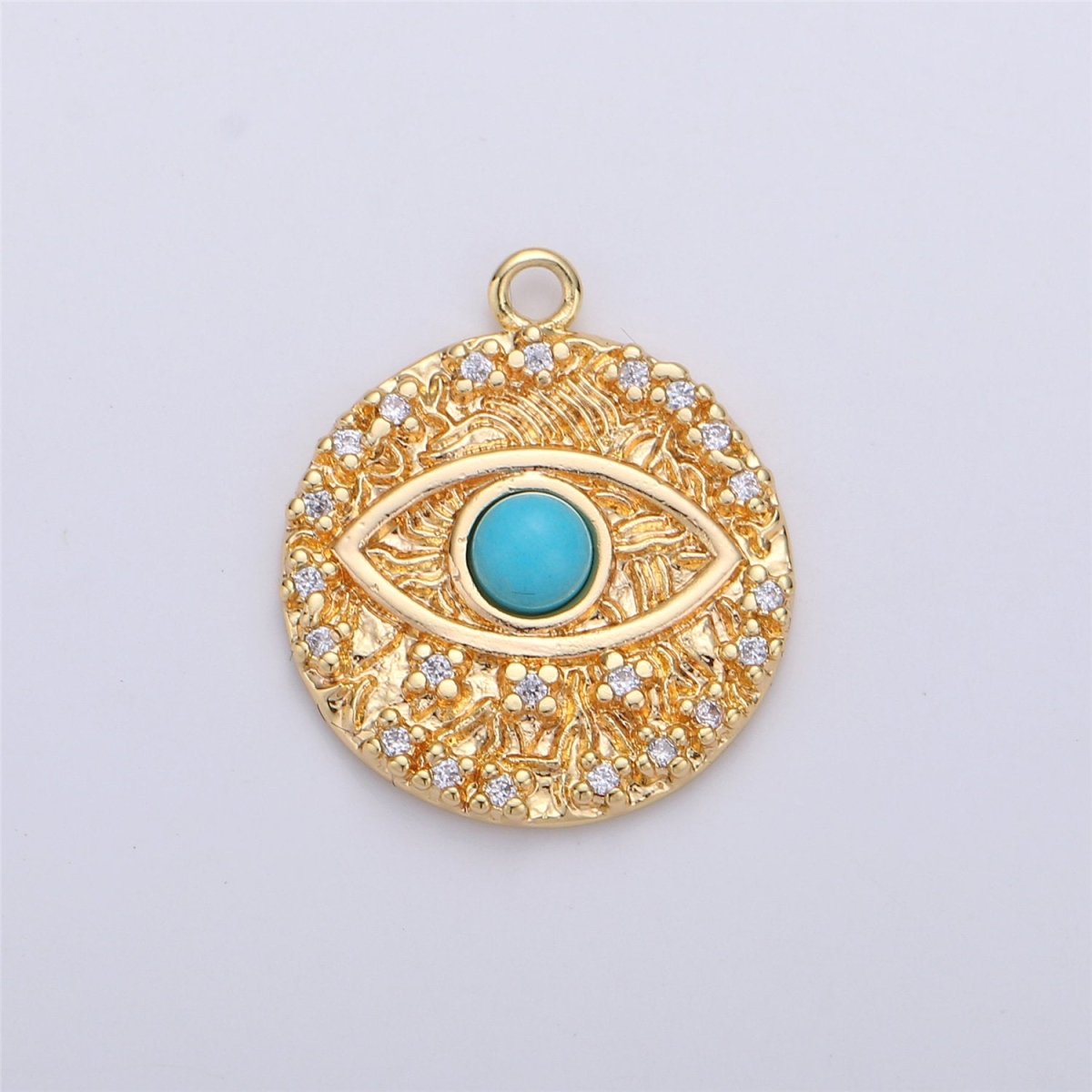 Opal Evil Eye Charm / Turquoise Evil Eye charm in Gold plated for Necklace Bracelet Earring Charm for Jewelry Making Supply C-645,C-646 (OPAL) - DLUXCA