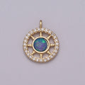 Opal Sun Coin Charm Micro Pave Charm 18k Gold plated Celestial Cubic Zirconia Pave Small Disc Pendant M-832 M-833 - DLUXCA