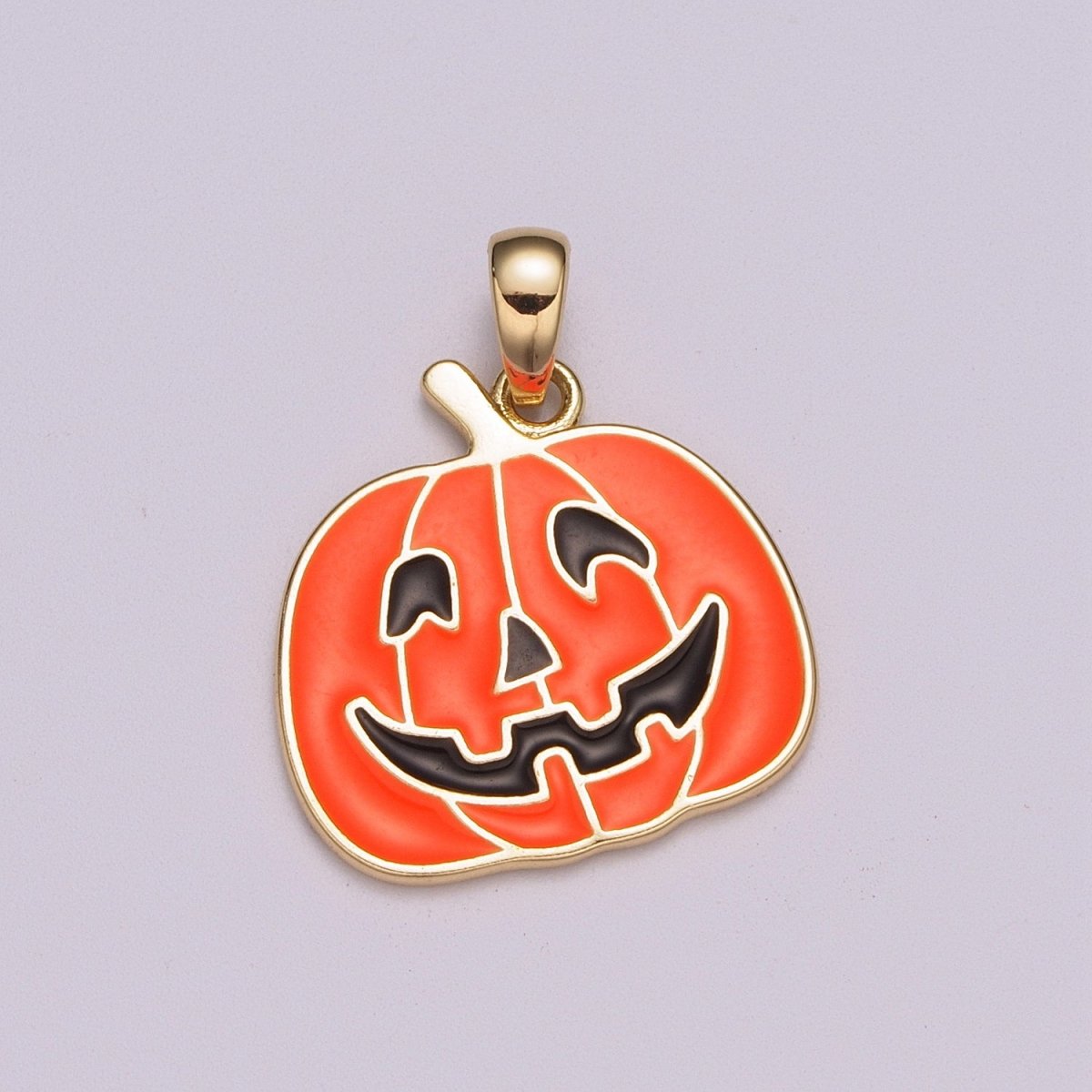 Orange Pumpkin Charm 18K Gold plated Jack O Lantern Charms Halloween Jewelry Inspired Add on Charm for Necklace Earring Bracelet N-1422 - DLUXCA