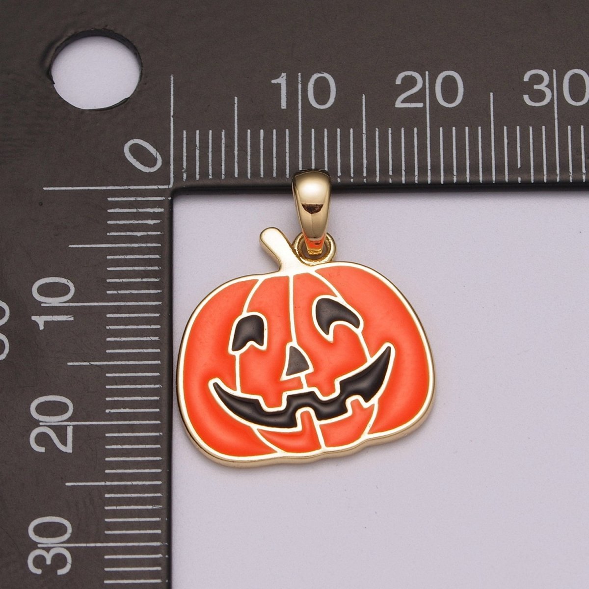 Orange Pumpkin Charm 18K Gold plated Jack O Lantern Charms Halloween Jewelry Inspired Add on Charm for Necklace Earring Bracelet N-1422 - DLUXCA