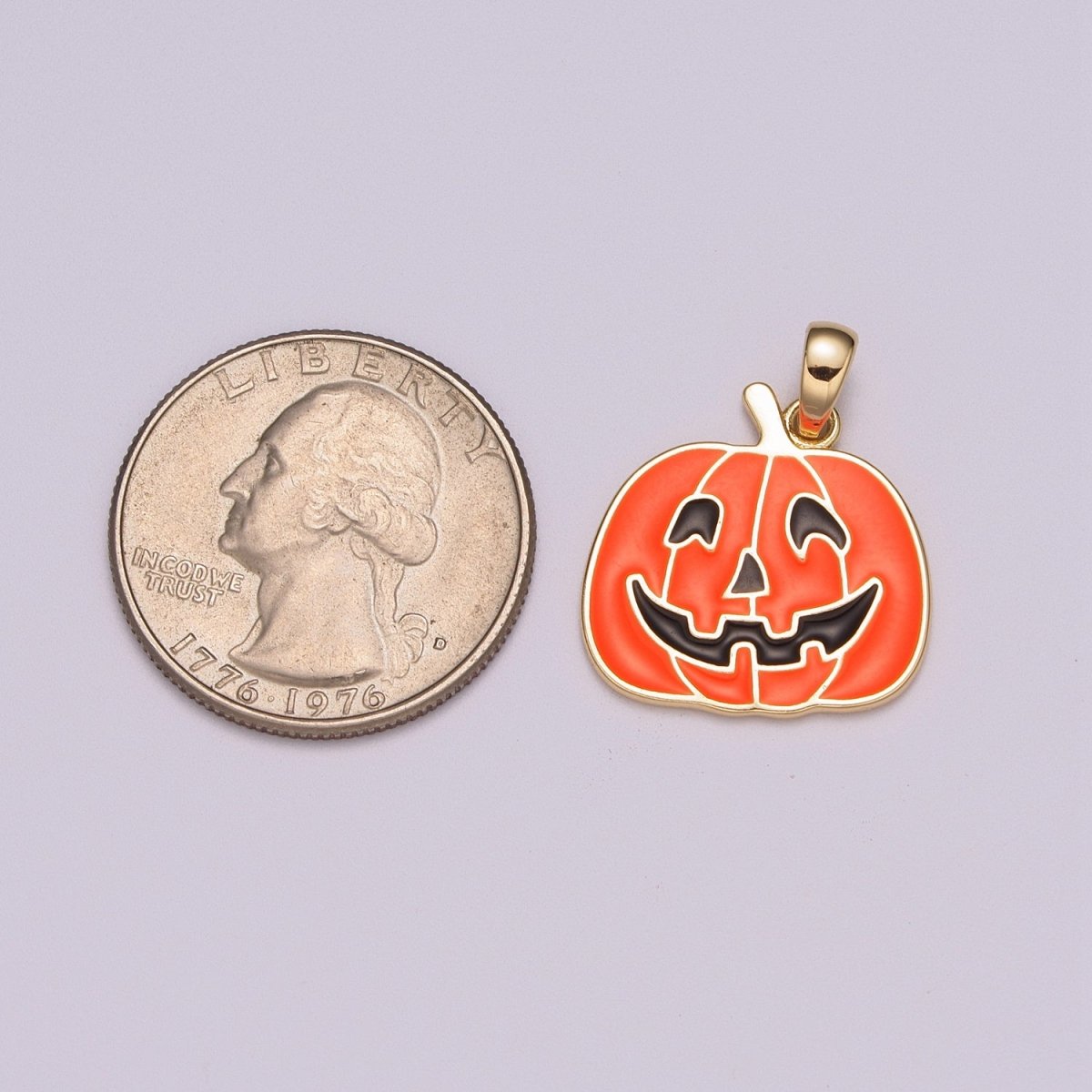 Orange Pumpkin Charm 18K Gold plated Jack O Lantern Charms Halloween Jewelry Inspired Add on Charm for Necklace Earring Bracelet N-1422 - DLUXCA