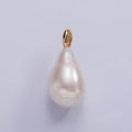 OS 14K Gold plated 22.5mm Ringed White Freshwater Pearl Teardrop Pendant | P1636 - DLUXCA
