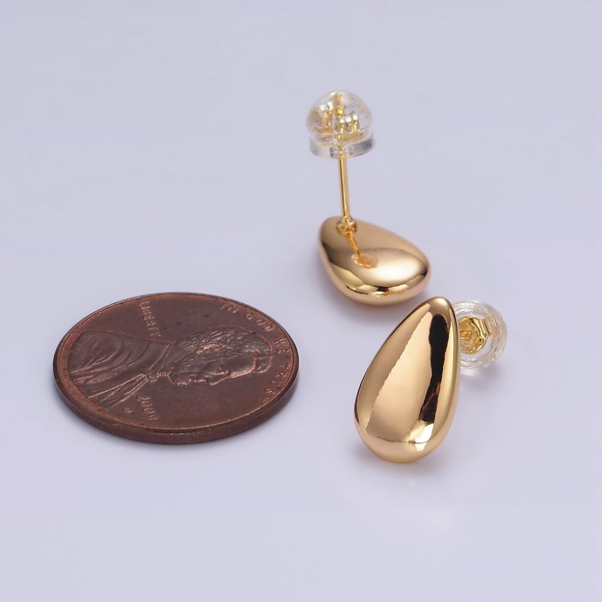 OS 16K Gold plated 13mm Teardrop Minimalist Stud Earrings | AE894 - DLUXCA