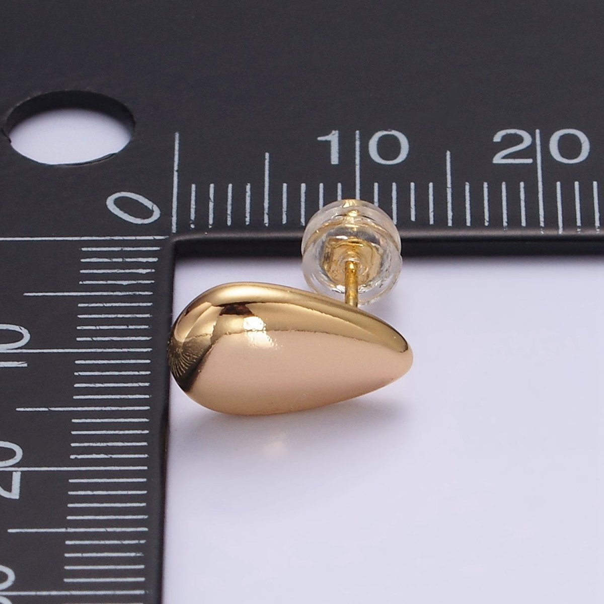OS 16K Gold plated 13mm Teardrop Minimalist Stud Earrings | AE894 - DLUXCA