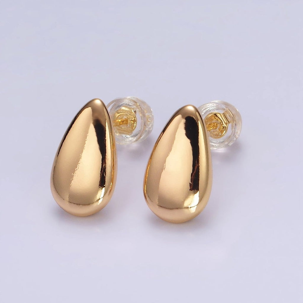 OS 16K Gold plated 13mm Teardrop Minimalist Stud Earrings | AE894 - DLUXCA