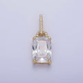 OS 16K Gold plated Light Blue Baguette Micro Paved CZ Geometric Bail Pendant | AA425 - DLUXCA