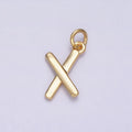 OS 16K Gold plated Mini "X" Initial Crossed Stick Geometric Minimalist Add-On Charm | AC1151 - DLUXCA
