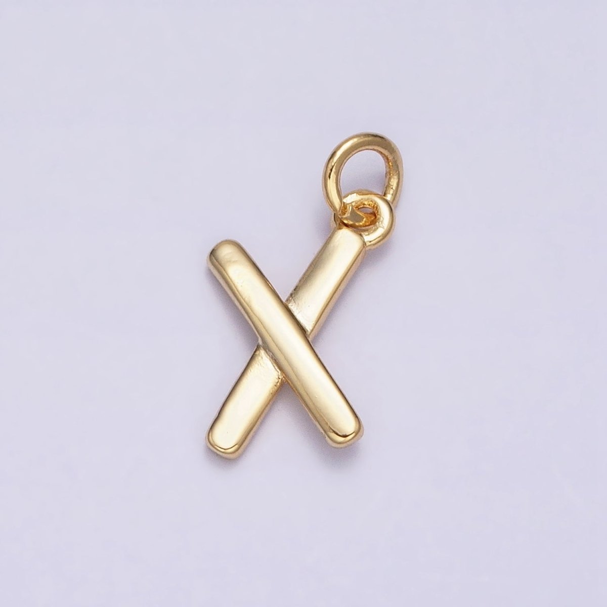 OS 16K Gold plated Mini "X" Initial Crossed Stick Geometric Minimalist Add-On Charm | AC1151 - DLUXCA