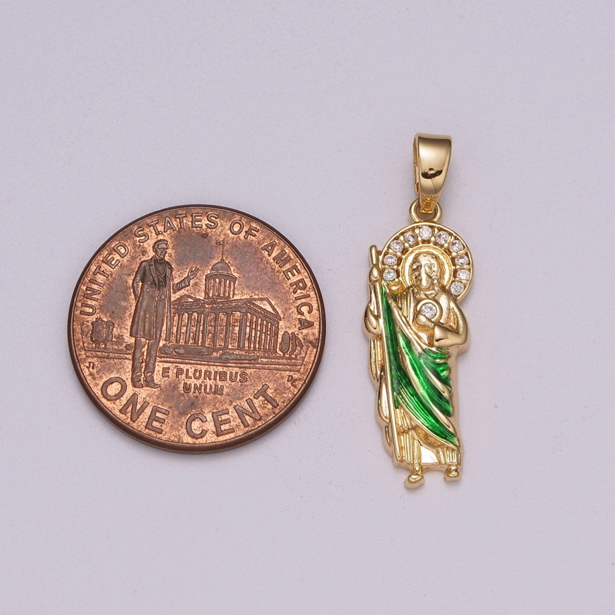 OS 18K Gold plated Saint Jude Necklace Pendant ~San Judas Tadeo Cadena~ Religious Saint Jude~ Grandiosa Cadena de San Judas N-1399 - DLUXCA