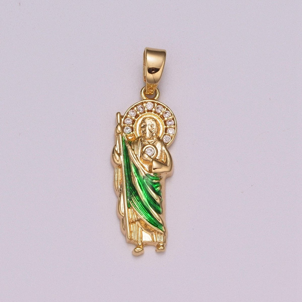 OS 18K Gold plated Saint Jude Necklace Pendant ~San Judas Tadeo Cadena~ Religious Saint Jude~ Grandiosa Cadena de San Judas N-1399 - DLUXCA