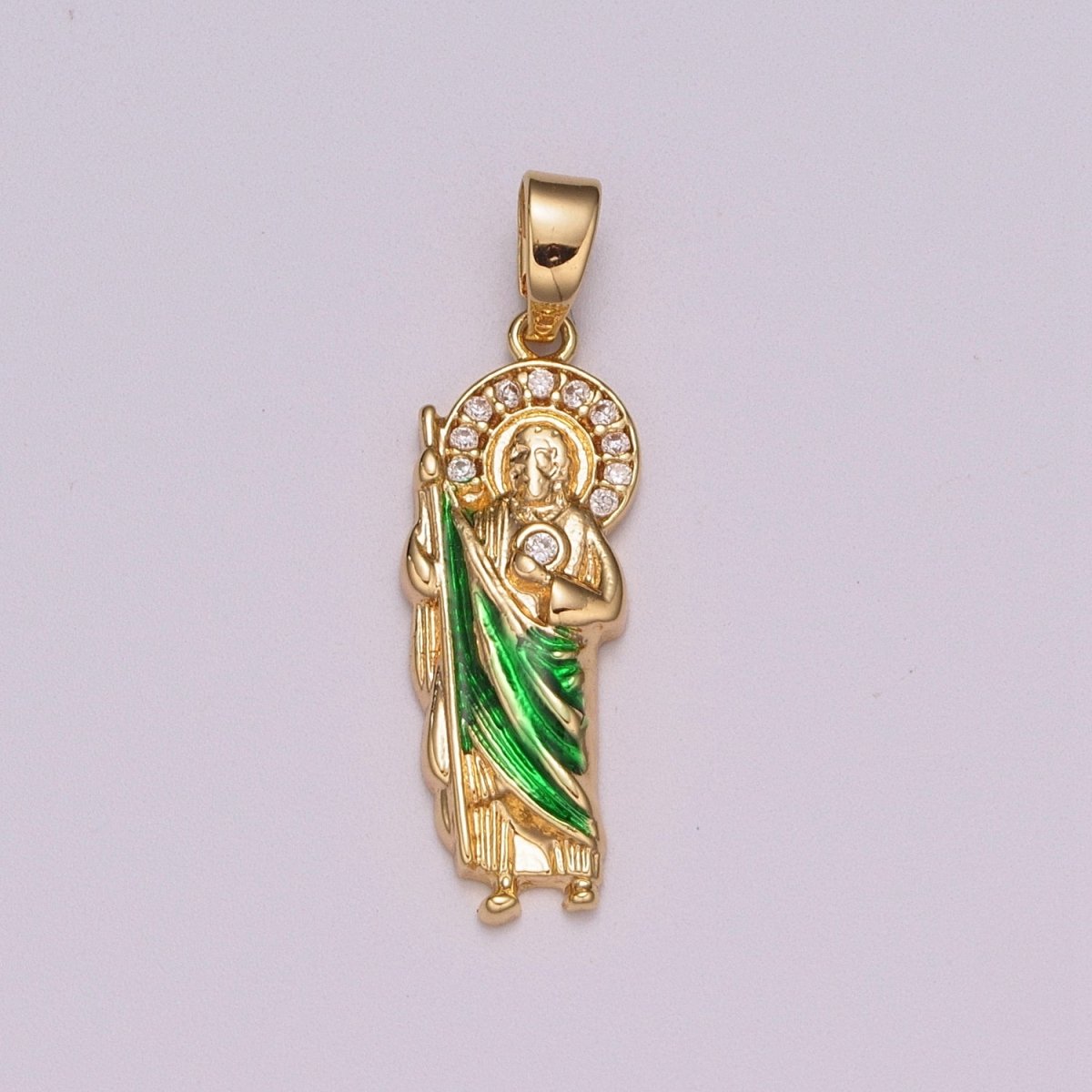 OS 18K Gold plated Saint Jude Necklace Pendant ~San Judas Tadeo Cadena~ Religious Saint Jude~ Grandiosa Cadena de San Judas N-1399 - DLUXCA