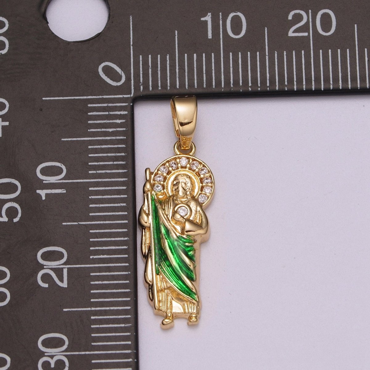 OS 18K Gold plated Saint Jude Necklace Pendant ~San Judas Tadeo Cadena~ Religious Saint Jude~ Grandiosa Cadena de San Judas N-1399 - DLUXCA