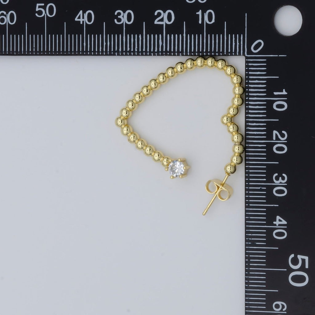 OS 1pair Golden Dotted Heart with Single Crystal Huggies Earrings CZ Gold plated Tiny Love Heart Shape Casual Daily Wear Earring Jewelry V-043 - DLUXCA