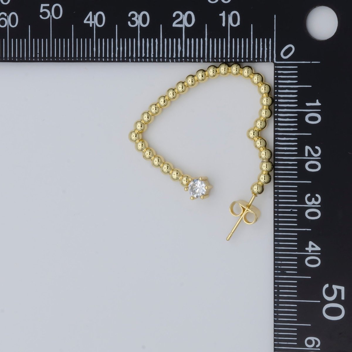OS 1pair Golden Dotted Heart with Single Crystal Huggies Earrings CZ Gold plated Tiny Love Heart Shape Casual Daily Wear Earring Jewelry V-043 - DLUXCA