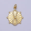 OS 24K Gold plated Micro Paved CZ Infinity Sun Ray Round Medallion Charm Radiant Pendant E-444 - DLUXCA