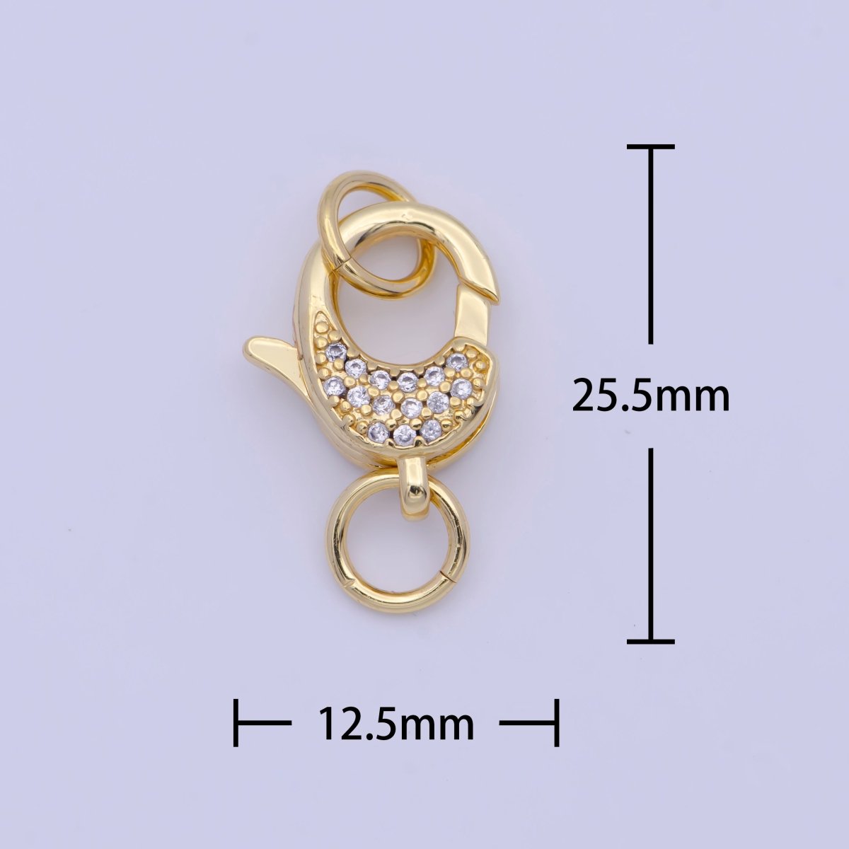 OS 24K Gold plated Micro Paved Lobster Clasps Closure Cubic Zirconia Jewelry Findings L-923 - DLUXCA