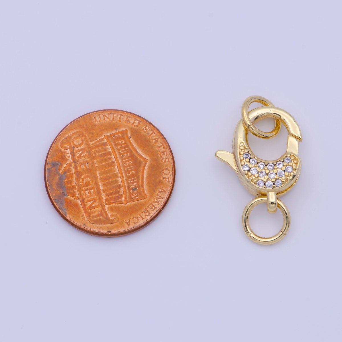 OS 24K Gold plated Micro Paved Lobster Clasps Closure Cubic Zirconia Jewelry Findings L-923 - DLUXCA