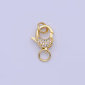 OS 24K Gold plated Micro Paved Lobster Clasps Closure Cubic Zirconia Jewelry Findings L-923 - DLUXCA