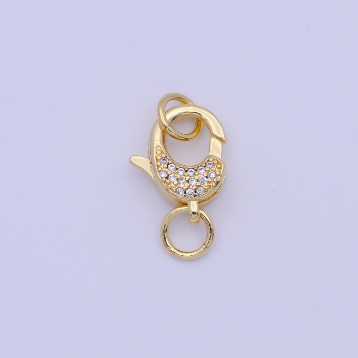 OS 24K Gold plated Micro Paved Lobster Clasps Closure Cubic Zirconia Jewelry Findings L-923 - DLUXCA