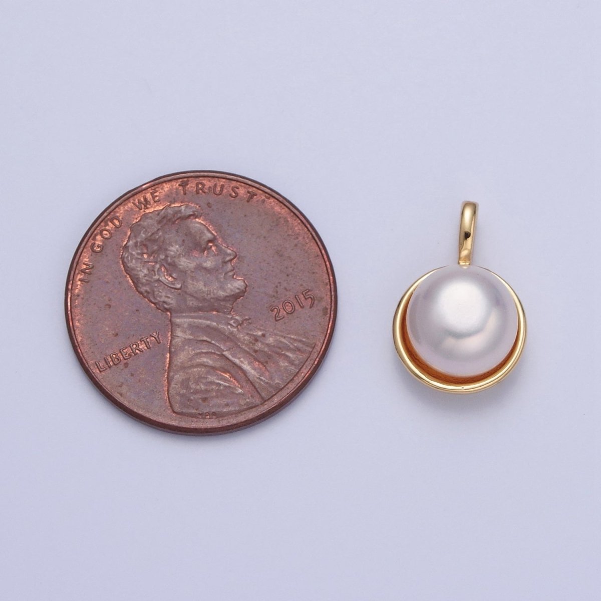 OS 24K Gold plated Round Shell Pearl Pendant Charm For Necklace Making H-683 - DLUXCA