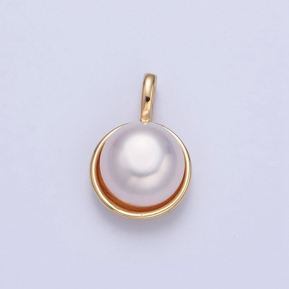 OS 24K Gold plated Round Shell Pearl Pendant Charm For Necklace Making H-683 - DLUXCA