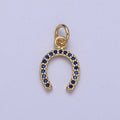 OS Blue Micro Paved CZ Lucky Horseshoe Add-On Charm | A300 - DLUXCA