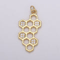 OS Dainty 18K Gold plated Crystal Honeycomb Charm E-194 - DLUXCA