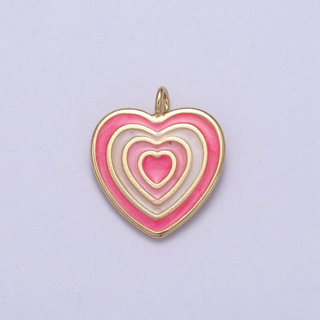OS Dainty Pink Heart Charm Color Enamel Heart Charm | Valentine's Day Charms N-881 - DLUXCA