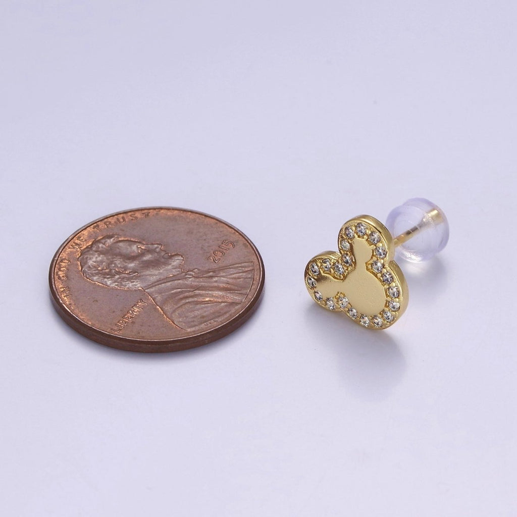 OS Gold Mickey Stud Earring V-163 - DLUXCA