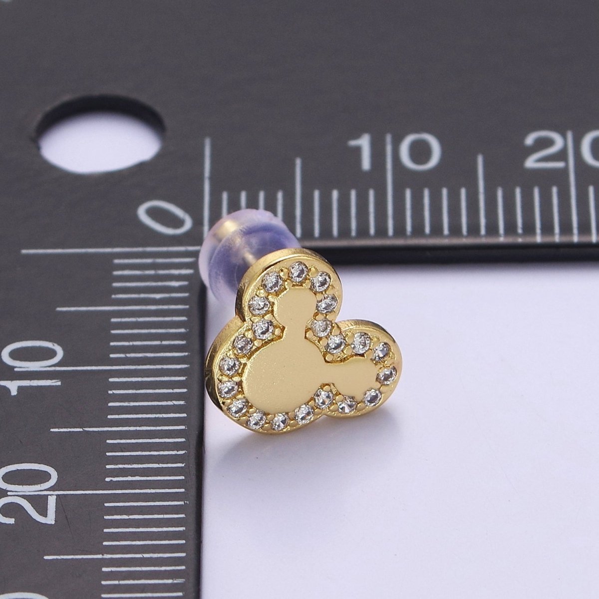 OS Gold Mickey Stud Earring V-163 - DLUXCA