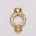 OS Golden Crystal Beaded Circle Round Connector CZ Geometric Shape Micro Pave Jewelry Supply Component G-729 - DLUXCA
