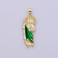 OS Micro Paved Gold plated Saint San Judas Religious Pendant | N-1333 - DLUXCA