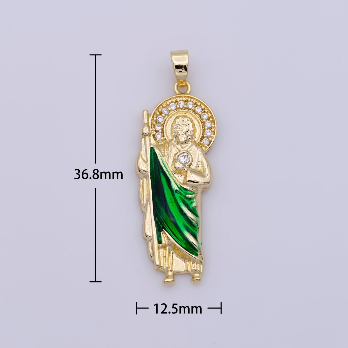 OS Micro Paved Gold plated Saint San Judas Religious Pendant | N-1333 - DLUXCA