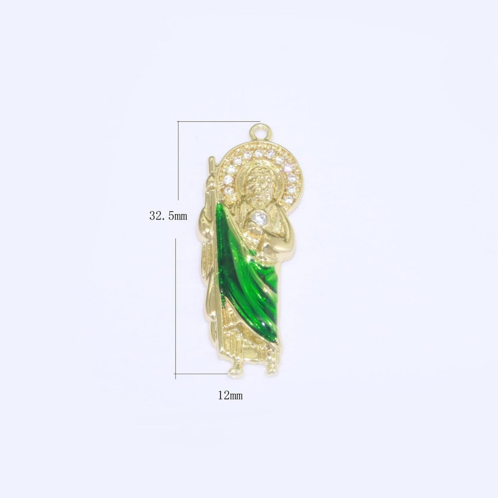 OS Micro Paved Gold plated Saint San Judas Religious Pendant | N-1333 - DLUXCA