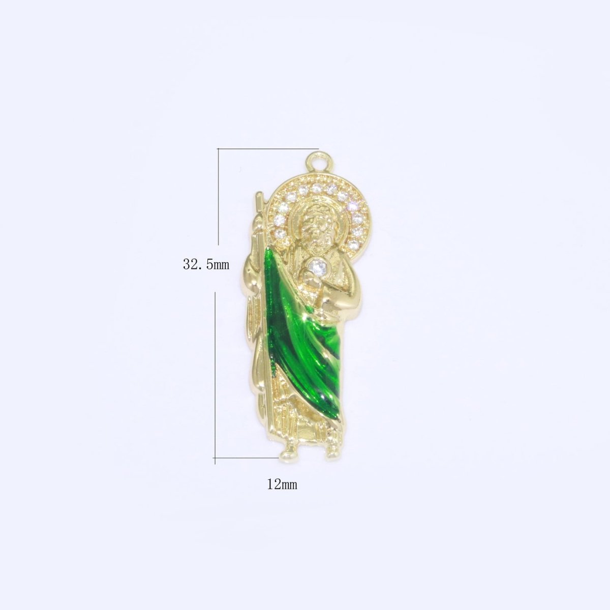 OS Micro Paved Gold plated Saint San Judas Religious Pendant | N-1333 - DLUXCA