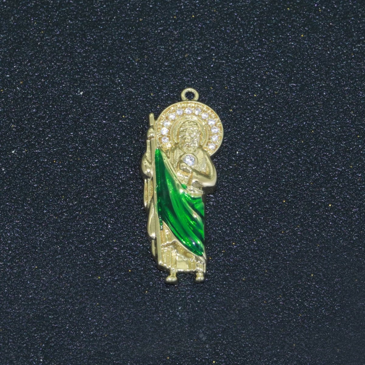 OS Micro Paved Gold plated Saint San Judas Religious Pendant | N-1333 - DLUXCA