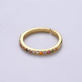 OS Rainbow Crystal 18K Gold plated Simple Adjustable Ring O-360 - DLUXCA