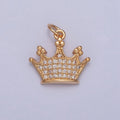 OS Royal Gold Queen's Crown Micro Paved Cubic Zirconia Jewelry Add On Charm | X-251 - DLUXCA