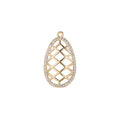 Oval Intricate Web Charm, Micro Pave CZ Charm, Dangle Pendant Teardrop Dreamweaver Net Weaved Pattern Necklace Charm for Jewelry Making E-426 - DLUXCA
