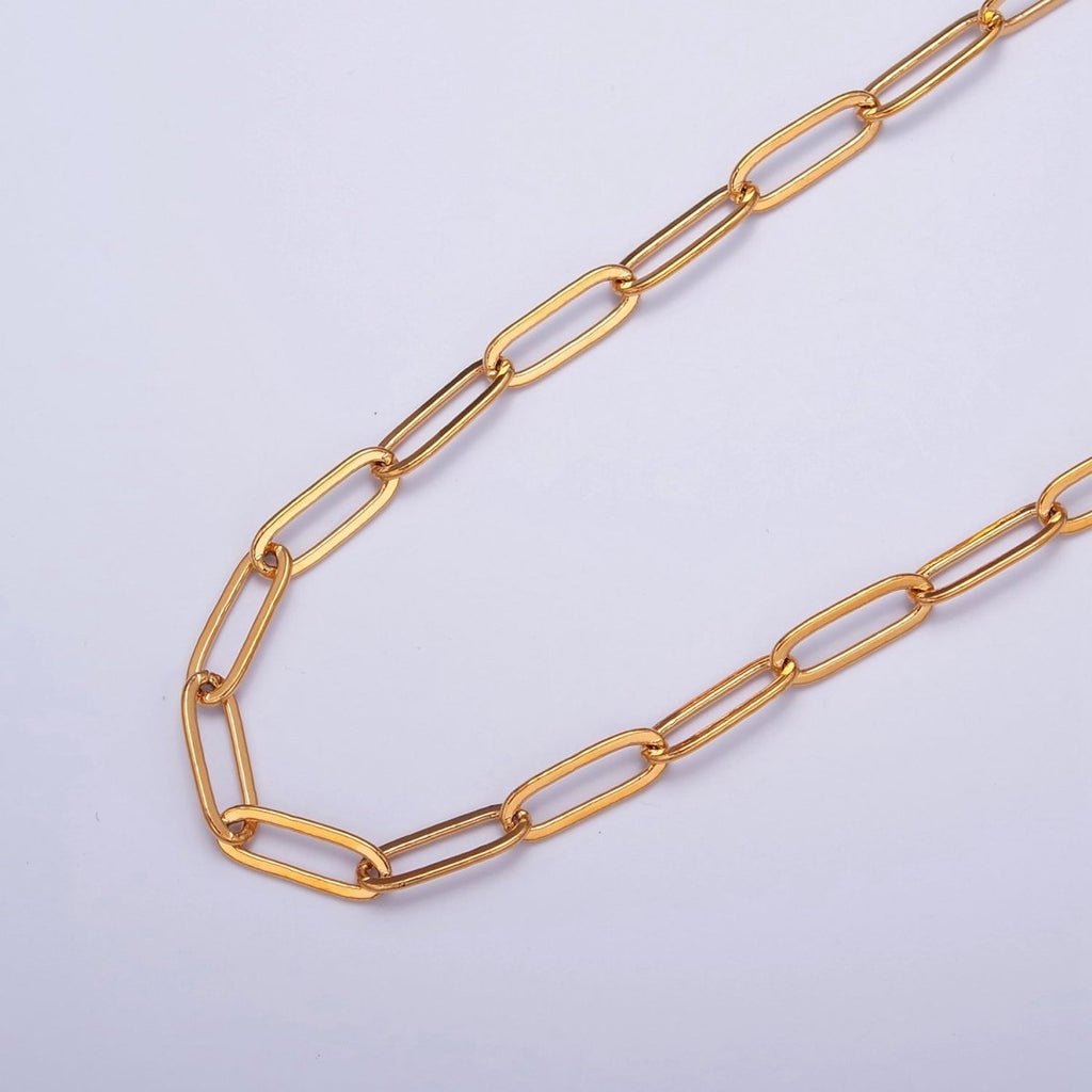 Oval PaperClip Unfinished Chain, 14mm x 5mm, 24k Gold plated Chain 19.5 inch long | WA-1381 Clearance Pricing - DLUXCA