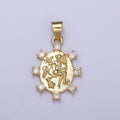 Oval Queen Pendant with Cz Charm Gold Goddess Inspired H-153 - DLUXCA